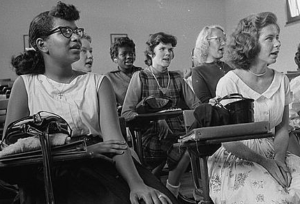 Black and white students in a classroom