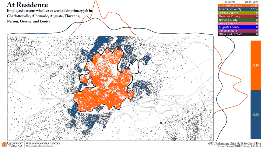 Animated map of commuting patterns in Charlottesville area