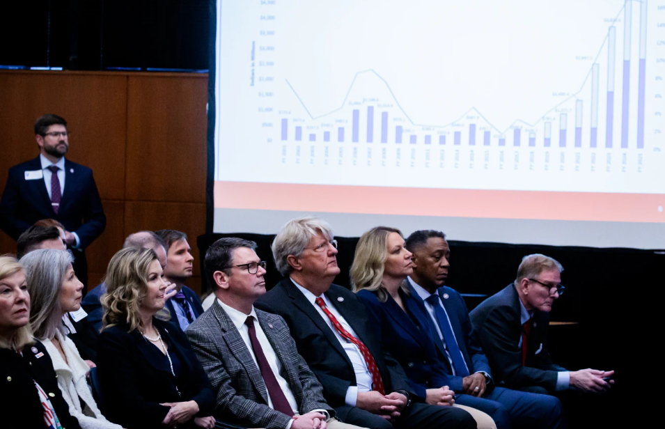 people listening to a presentation