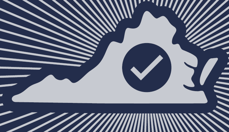 virginia silhouette with a check mark