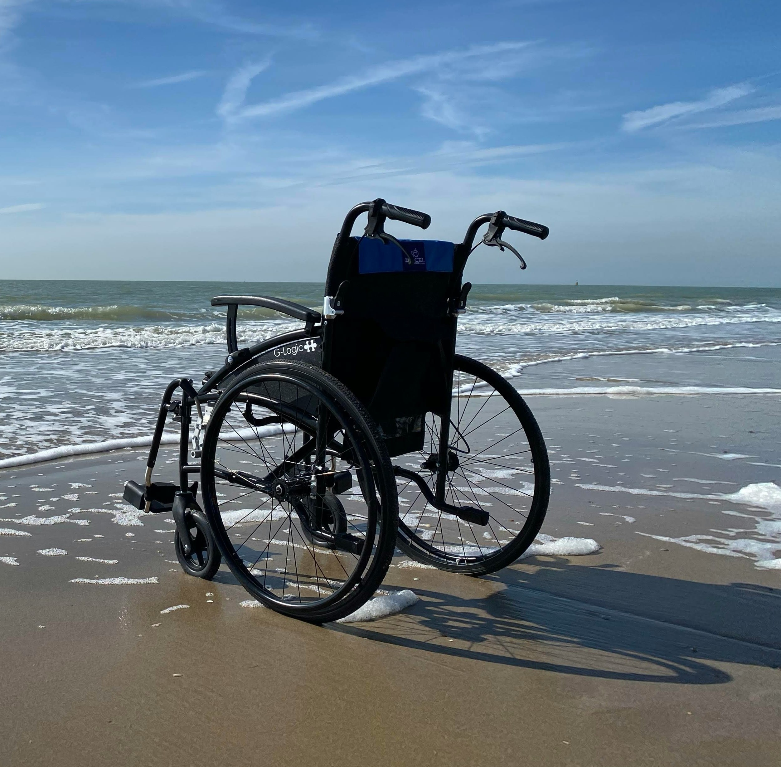 image of wheelchair at beach