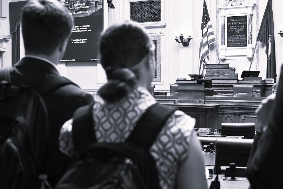 Students in a courtroom