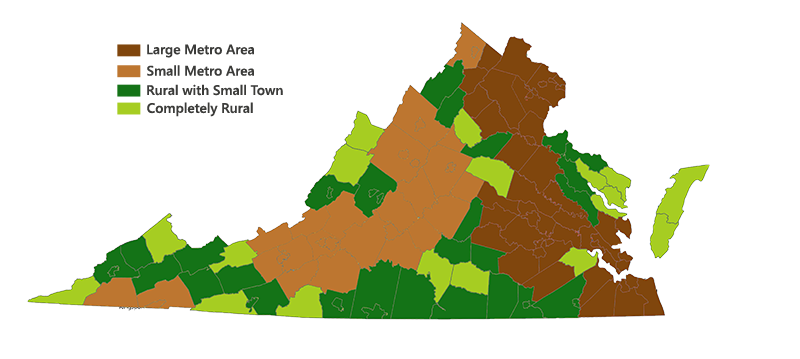 Virginia's Urban and Rural Areas Maps