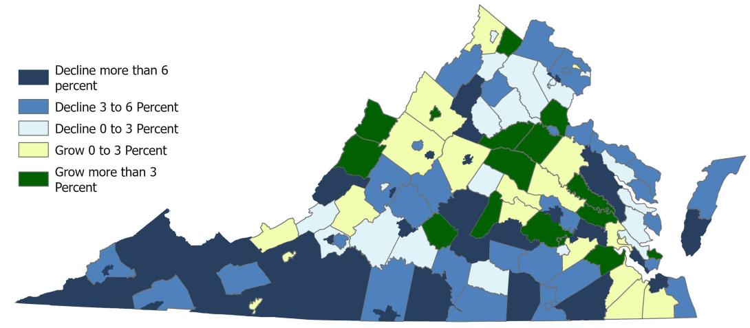 Projected Student Enrollment Change, 2023 to 2028