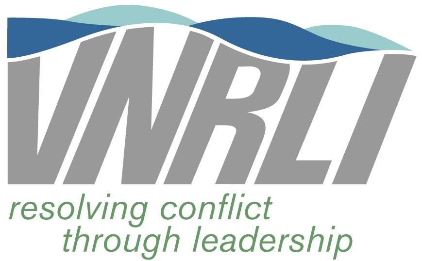 VNRLI logo, acronym plus "resolving conflict through leadership" subheader